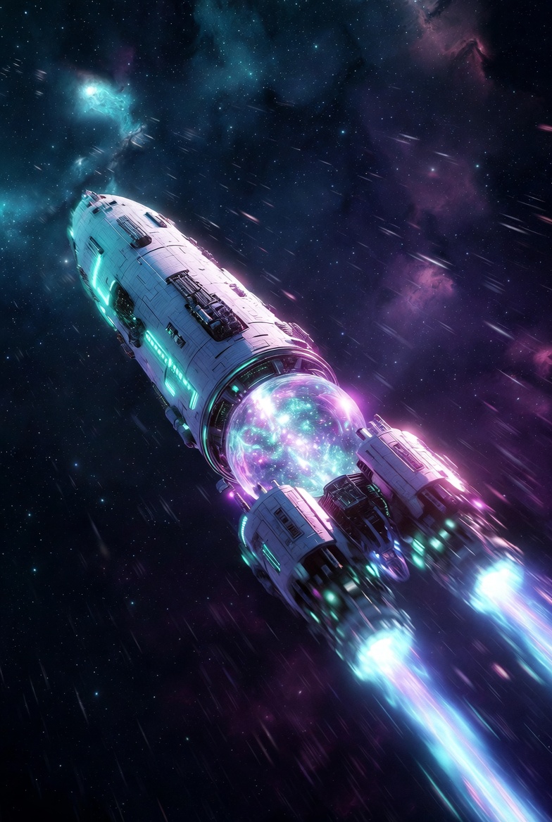Polyflux I traveling through space